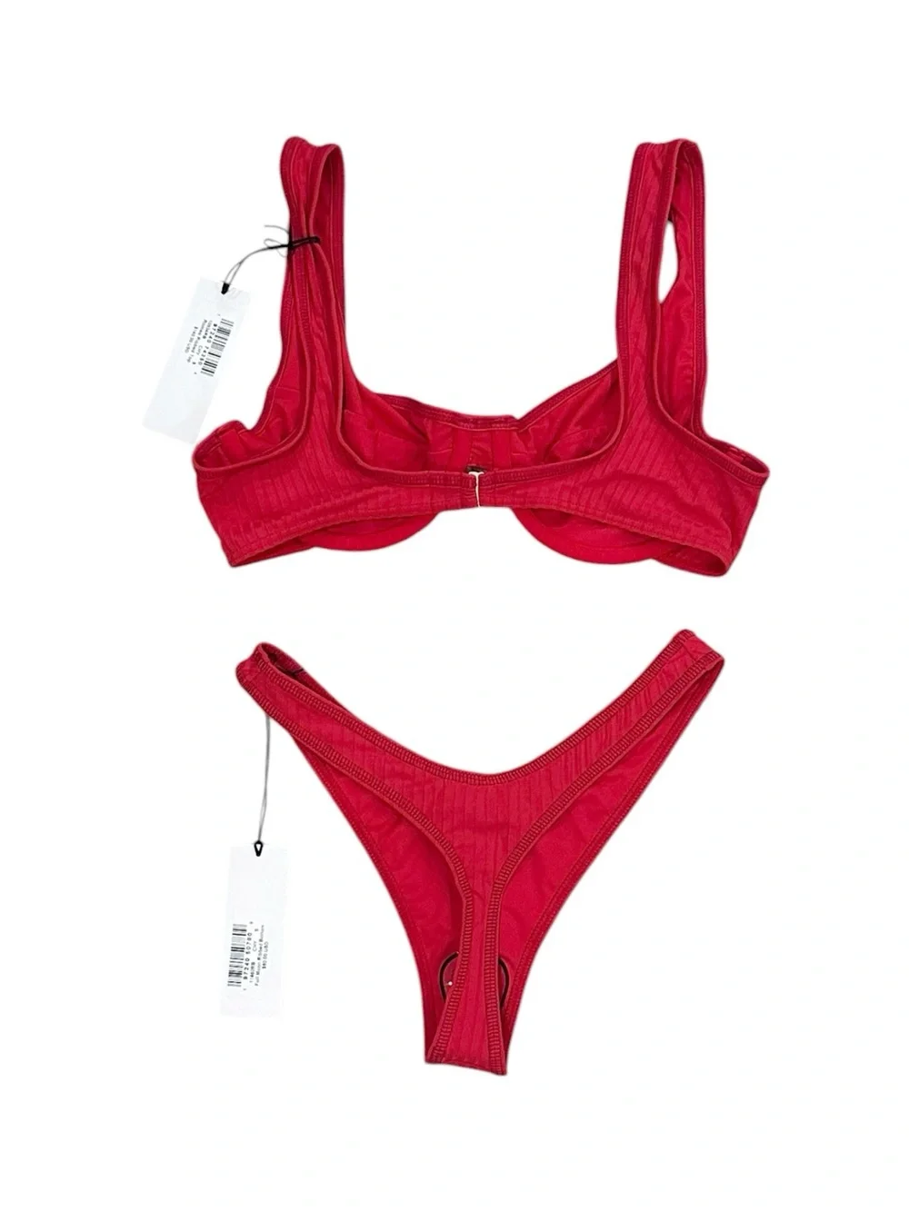 NWT FRANKIE’S BIKINIS Romeo Top & Full Moon Bottoms Bikini Set in Cherry